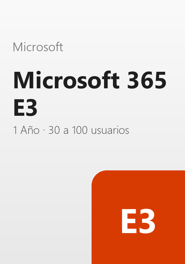 licencia microsoft 365 e3 – 1 año – paquetes de 30, 50 o 100 usuarios